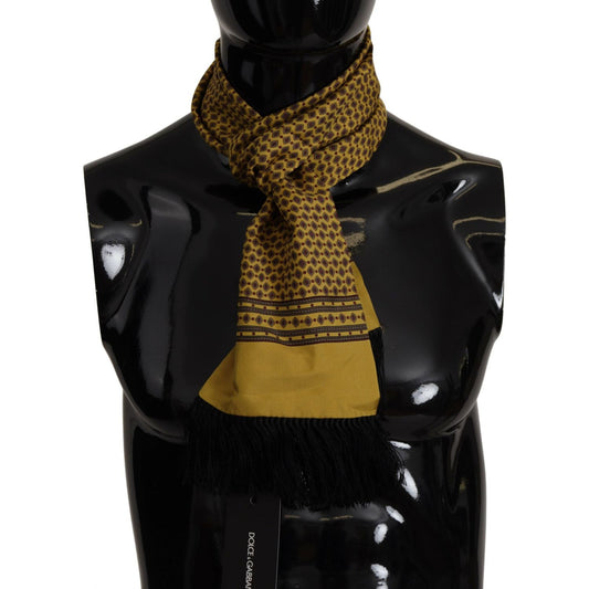 Dolce & Gabbana Elegant Yellow Silk Men's Scarf Dolce & Gabbana Black