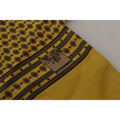 Dolce & Gabbana Yellow Patterned Silk Neck Wrap Fringe Scarf