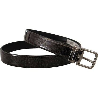 Dolce & Gabbana Black Leather Vernice Metal Buckle Belt