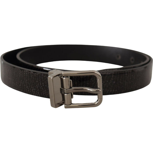 Dolce & Gabbana Elegant Black Leather Belt with Silver Buckle Dolce & Gabbana Black