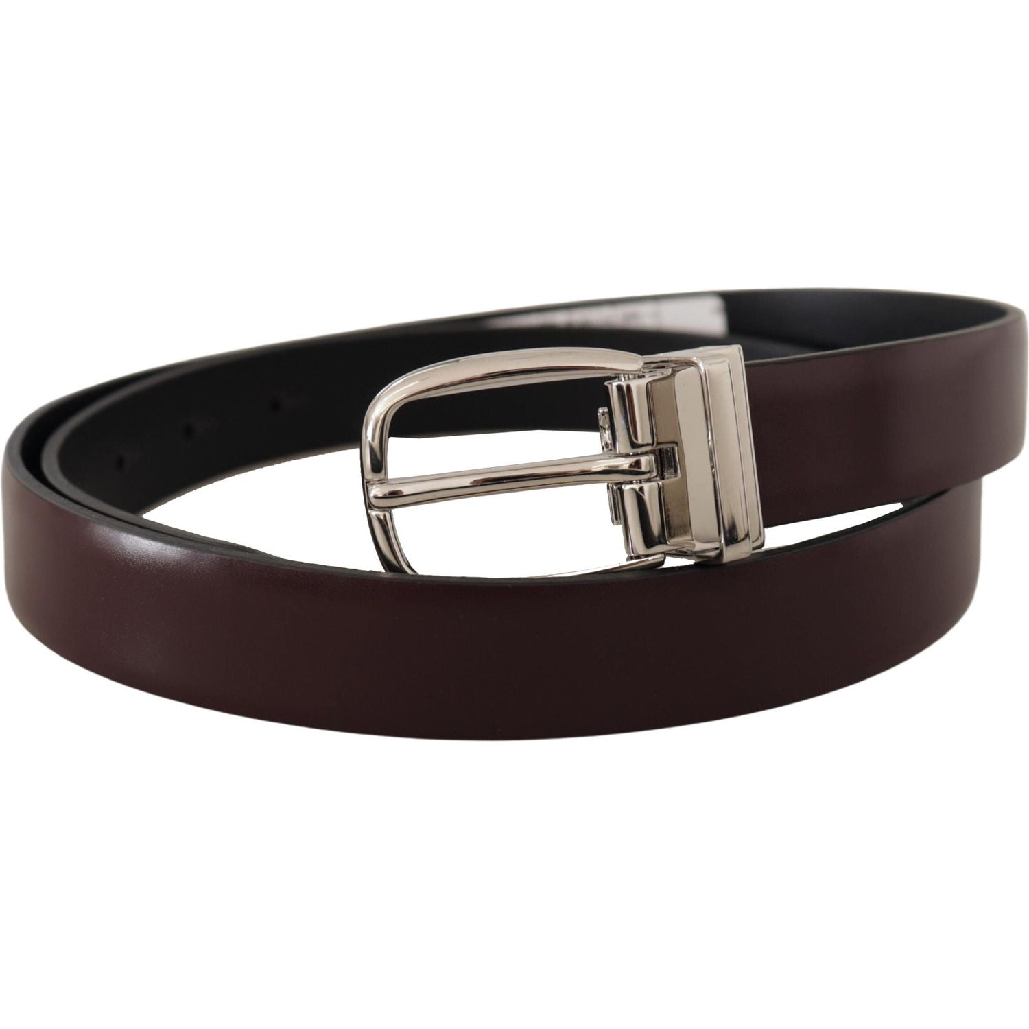 Dolce & Gabbana Solid Brown Leather Silver Metal Belt