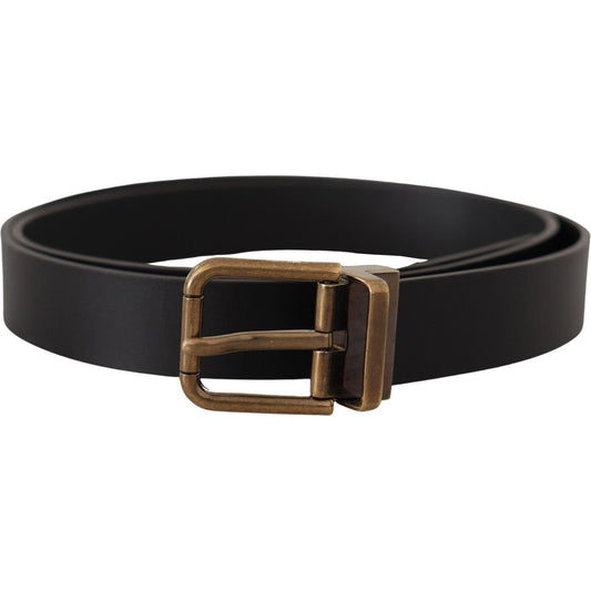 Dolce & Gabbana Elegant Black Leather Belt with Vintage Buckle Dolce & Gabbana Dark Slate Gray