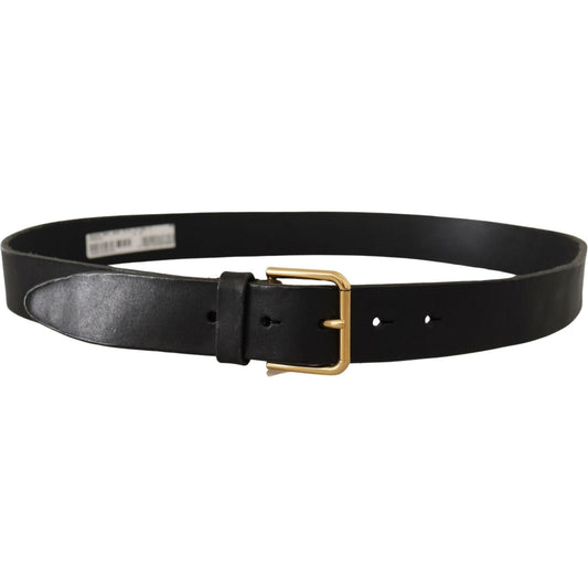 Dolce & Gabbana Elegant Black Leather Belt with Metal Buckle Dolce & Gabbana Black