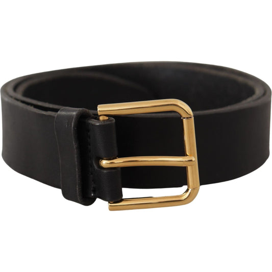 Dolce & Gabbana Elegant Black Leather Belt with Metal Buckle Dolce & Gabbana Black