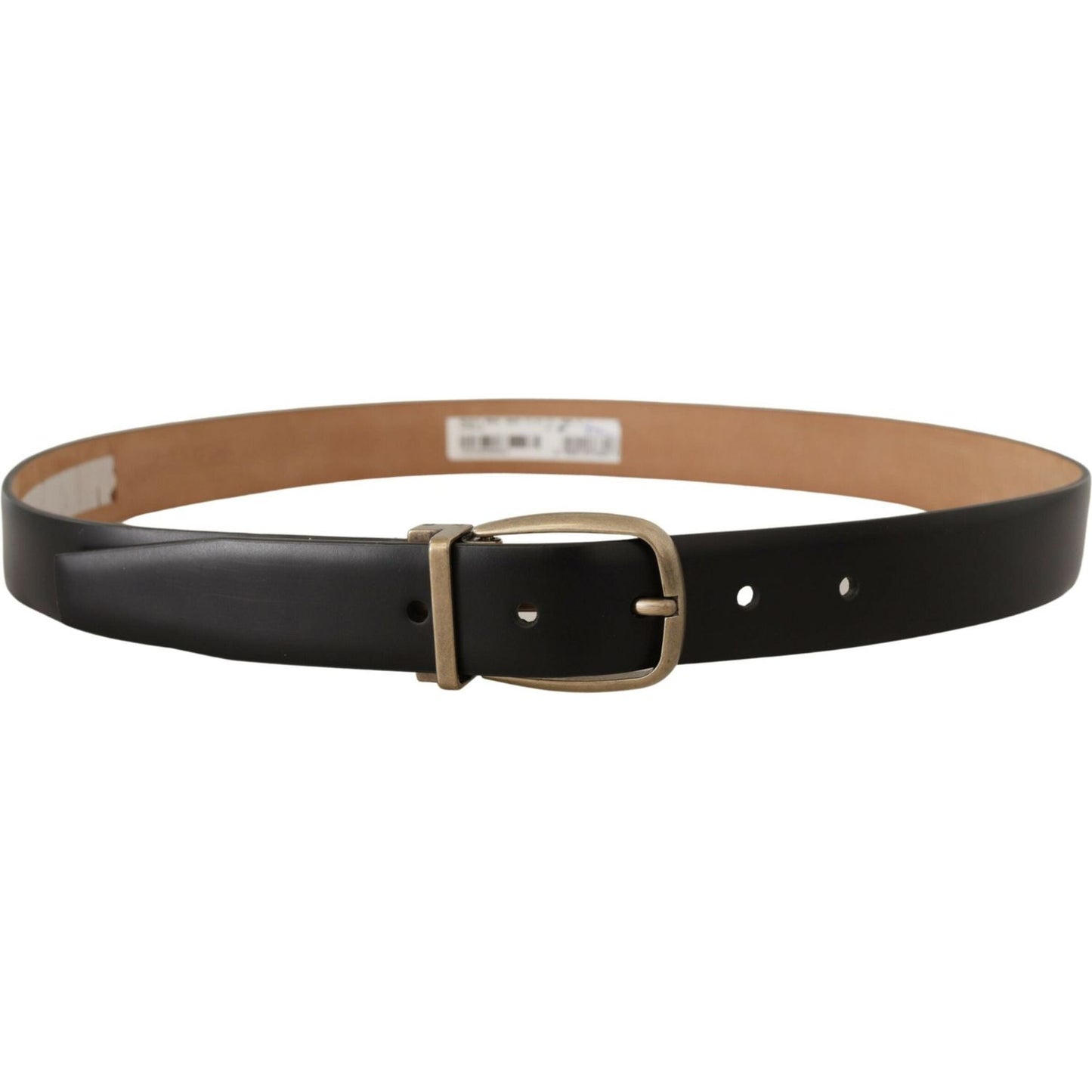 Dolce & Gabbana Black Brown Backend Leather Vintage Metal Buckle Belt