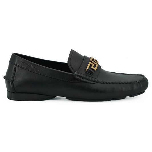 Versace Elegant Black Calf Leather Men's Loafers Versace Dark Slate Gray