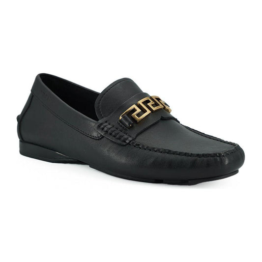 Versace Elegant Black Calf Leather Men's Loafers Versace Dark Slate Gray