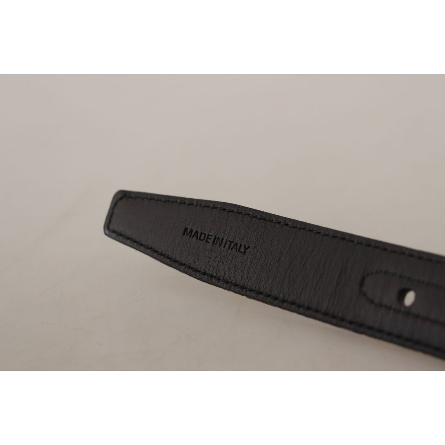 Dolce & Gabbana Navy Blue Jacquard Gold Tone Logo Metal Buckle Belt