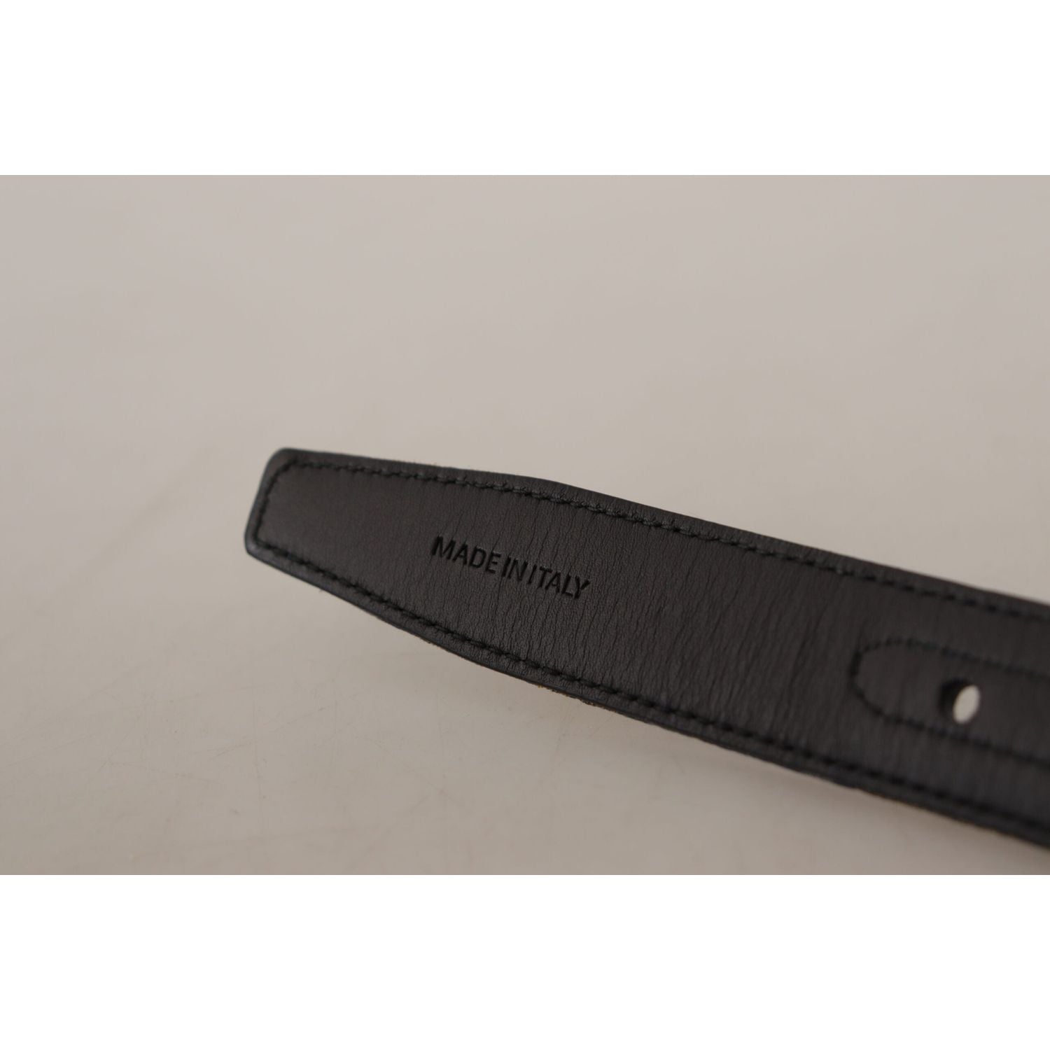 Dolce & Gabbana Navy Blue Jacquard Gold Tone Logo Metal Buckle Belt