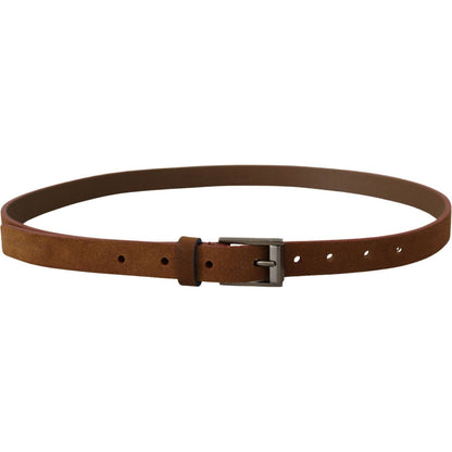 Dolce & Gabbana Brown Logo Engraved Metal Waist Buckle Belt