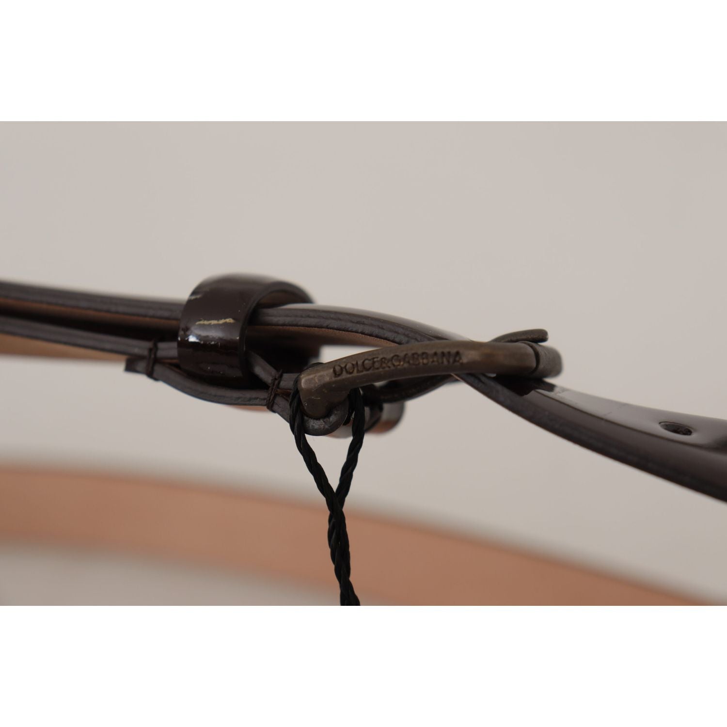 Dolce & Gabbana Black Patent Leather Logo Metal Waist Buckle Belt