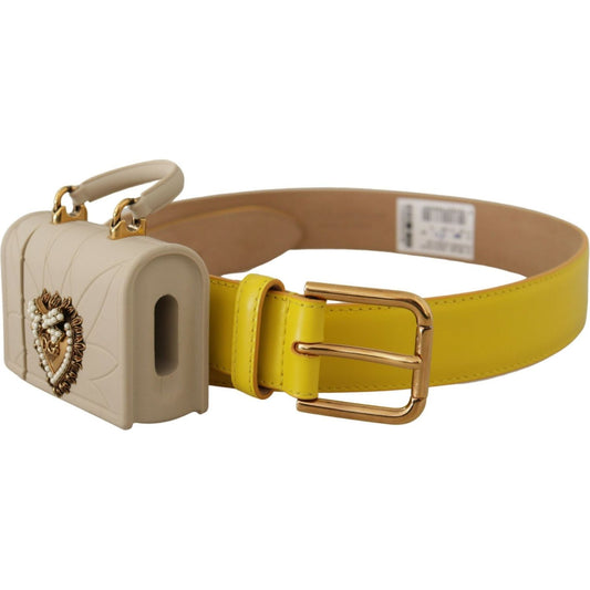 Dolce & Gabbana Chic Yellow Leather Belt with Headphone Case Dolce & Gabbana Sienna