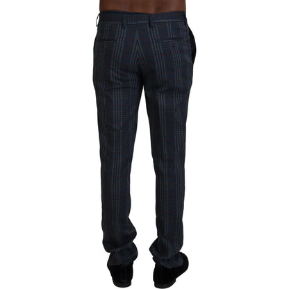 BENCIVENGA Gray Pure Wool Men Checkered Pants