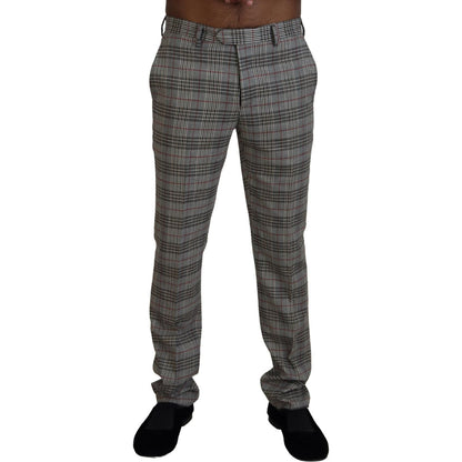 BENCIVENGA Gray Checkered Skinny Men Pants