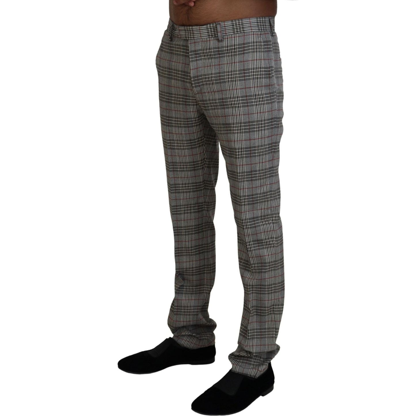 BENCIVENGA Gray Checkered Skinny Men Pants