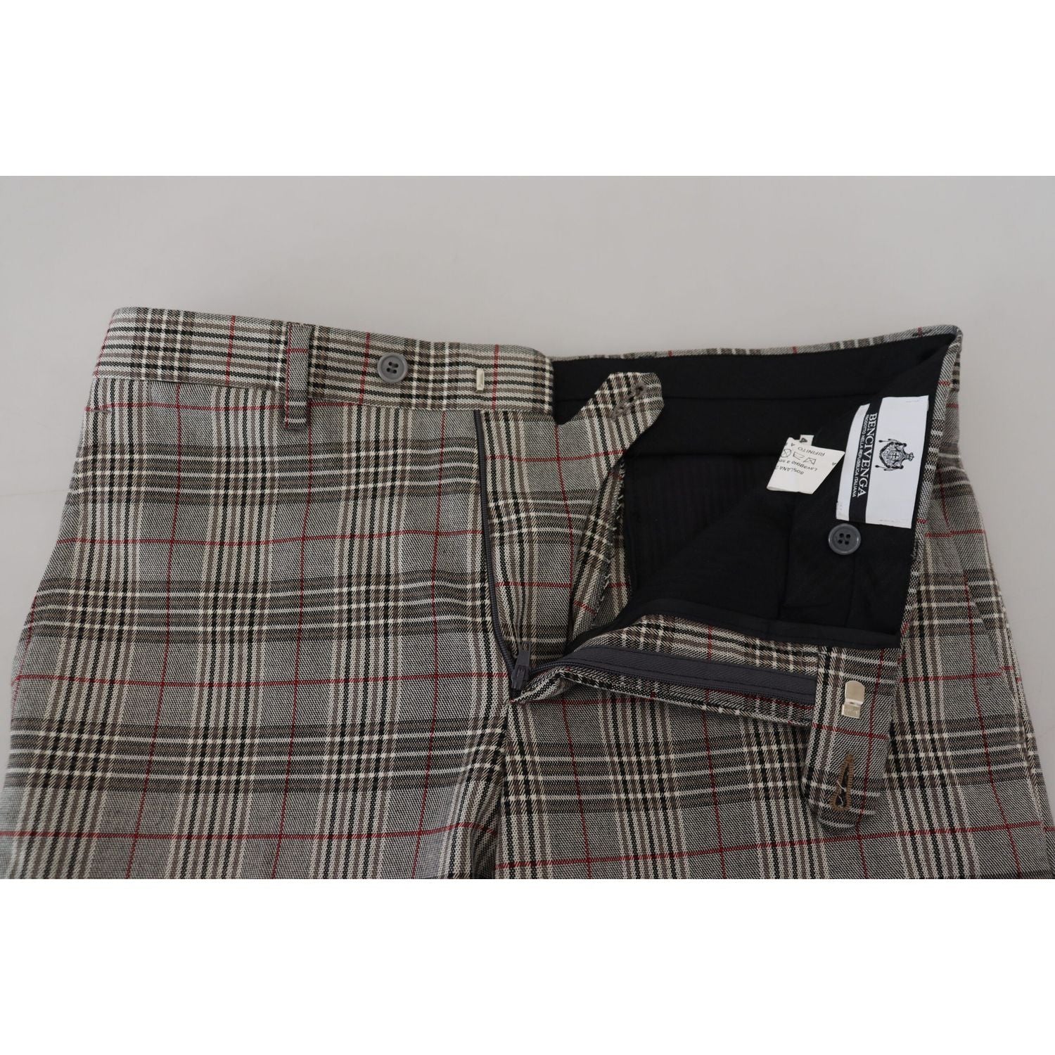 BENCIVENGA Gray Checkered Skinny Men Pants