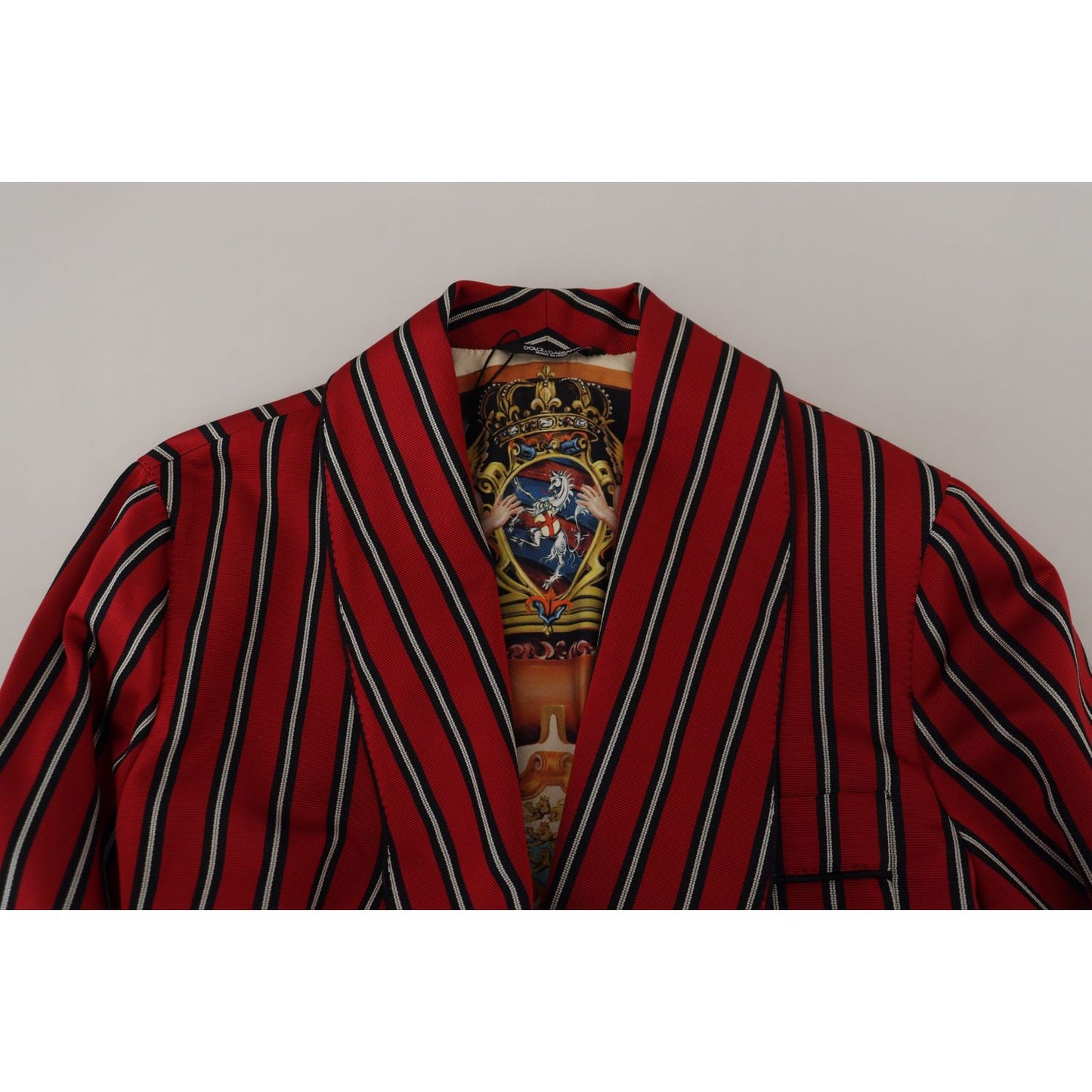 Dolce & Gabbana Red Striped Martini Printed Lining Robe