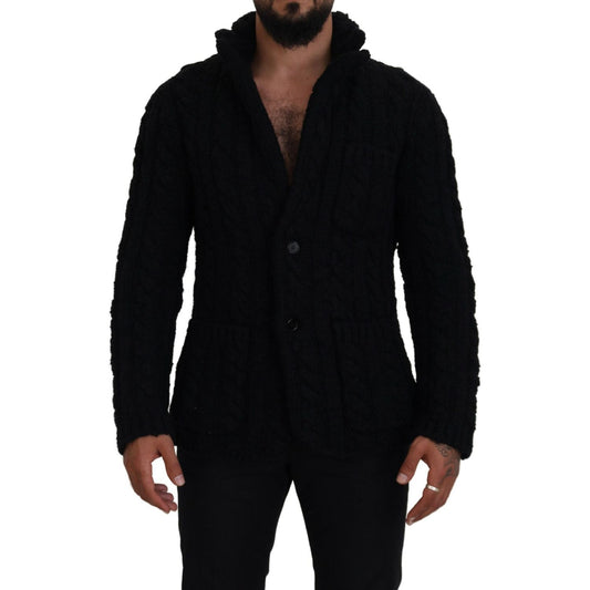Dolce & Gabbana Elegant Black Wool-Cashmere Blend Cardigan Dolce & Gabbana Black