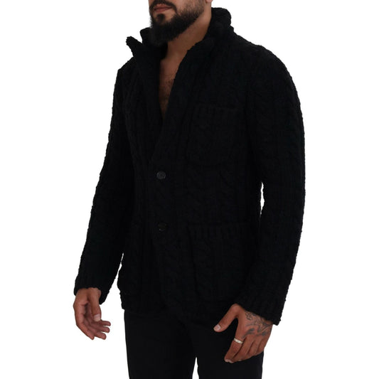 Dolce & Gabbana Elegant Black Wool-Cashmere Blend Cardigan Dolce & Gabbana Black