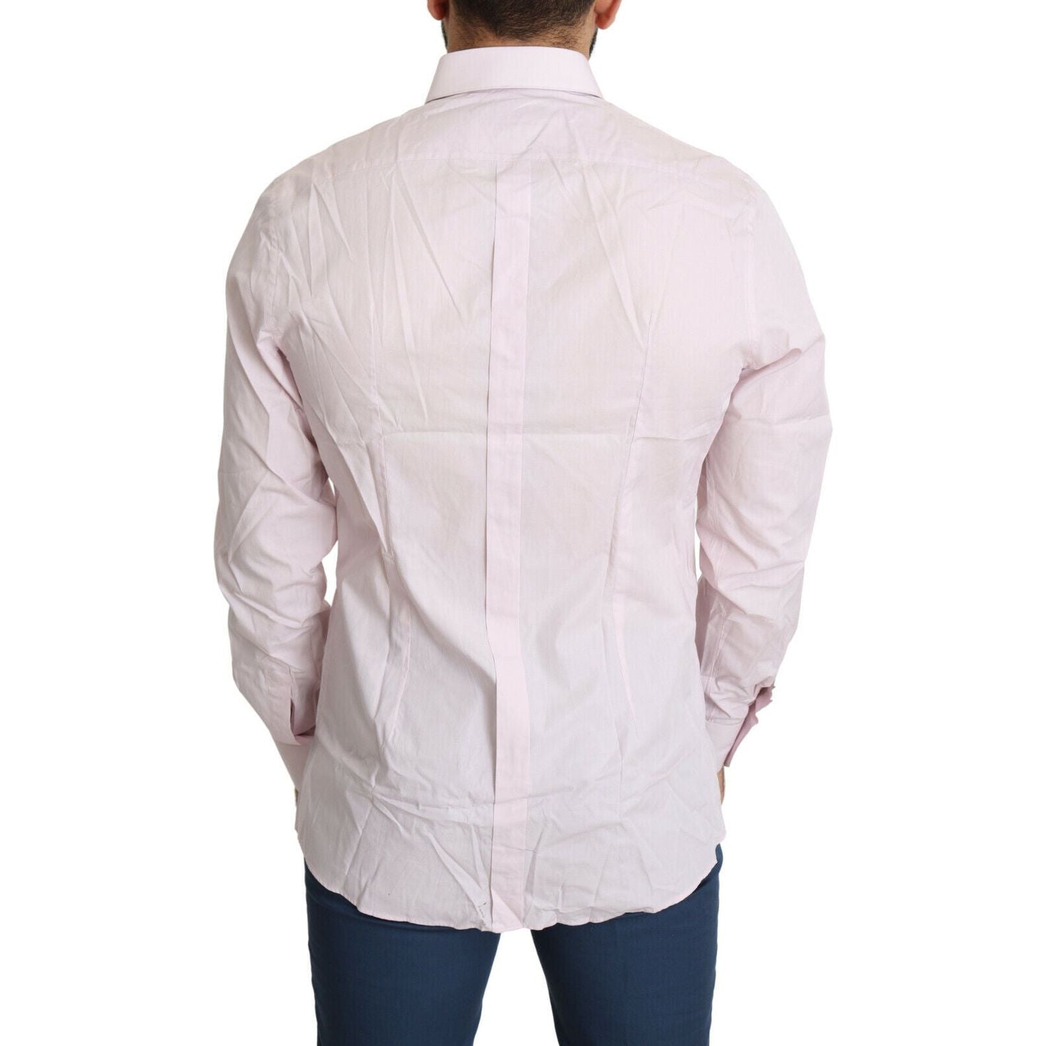 قميص دولتشي آند غابانا الأنيق ذو المقاس النحيف باللون الوردي