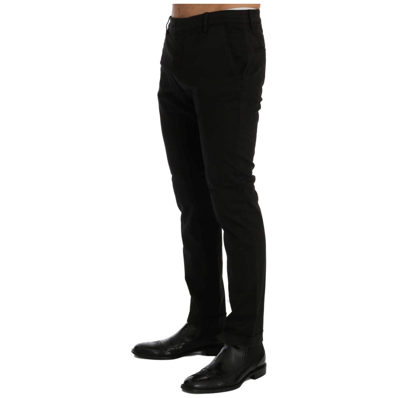 Costume National Black Slim Fit Cotton Stretch Pants Jeans & Pants