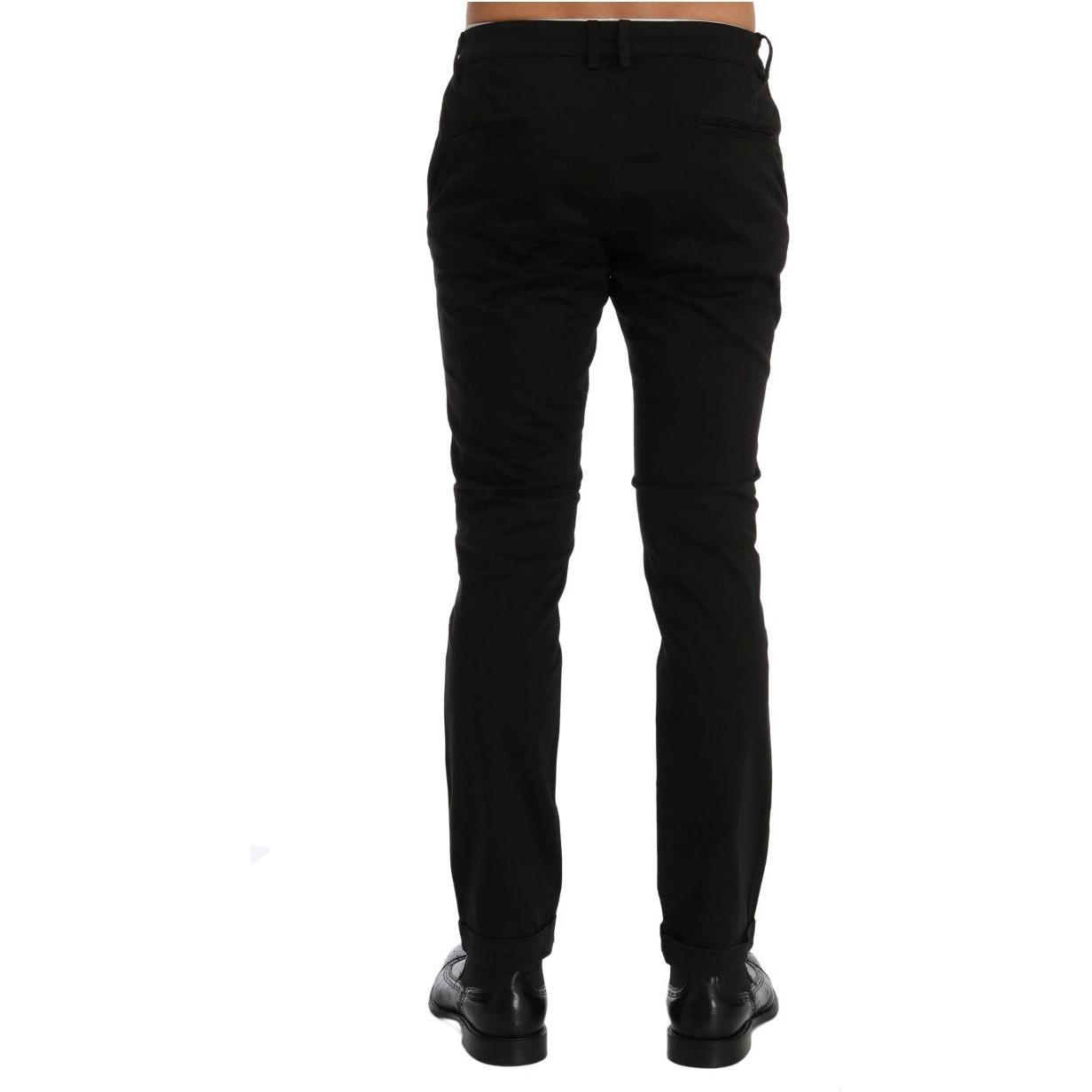 Costume National Black Slim Fit Cotton Stretch Pants Jeans & Pants