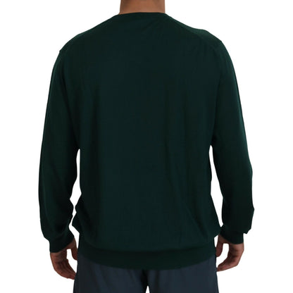 Dolce & Gabbana Green Cashmere V-neck Pullover Sweater