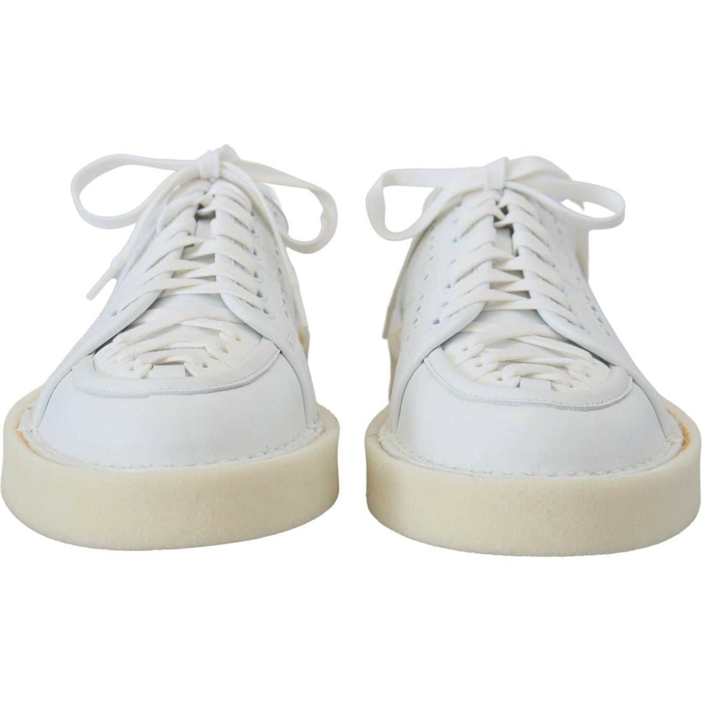 Dolce & Gabbana White Leather Low Top Oxford Sneakers Casual Shoes