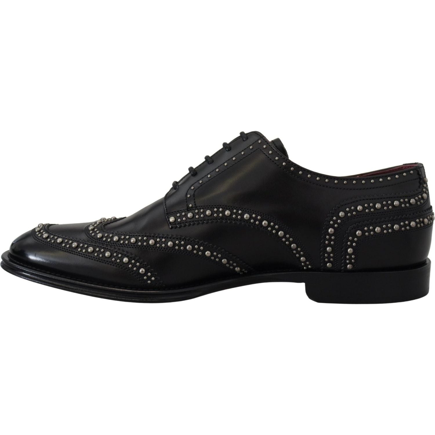 Dolce & Gabbana Black Leather Derby Dress Studded Shoes