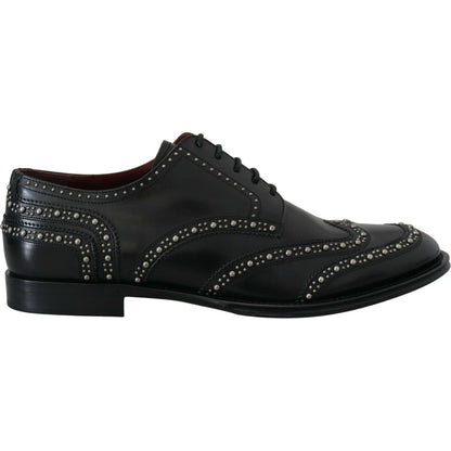 Dolce & Gabbana Black Leather Derby Dress Studded Shoes