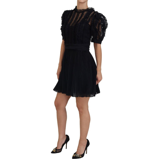 Dolce & Gabbana Elegant Lace Detailed A-Line Mini Dress Dolce & Gabbana Rosy Brown
