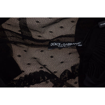 Dolce & Gabbana Black Lace Trim A-line Mini Nylon Dress