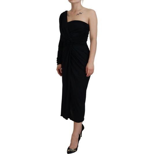 Dolce & Gabbana Elegant One-Shoulder Sheath Midi Dress Dolce & Gabbana Black