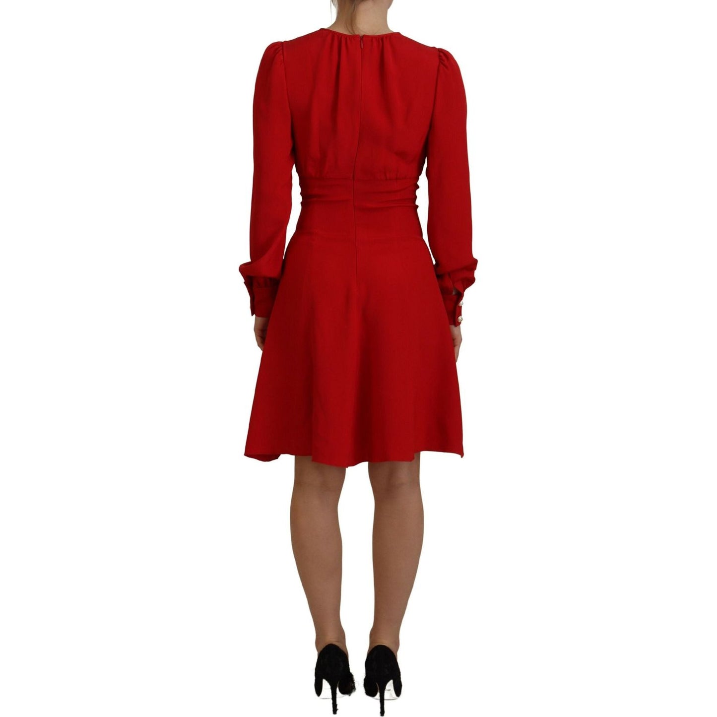 Dolce & Gabbana Red Silk Sheath A-line Knee Length Dress