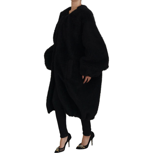 Dolce & Gabbana Elegant Black Cashmere Blend Overcoat Jacket Dolce & Gabbana Black