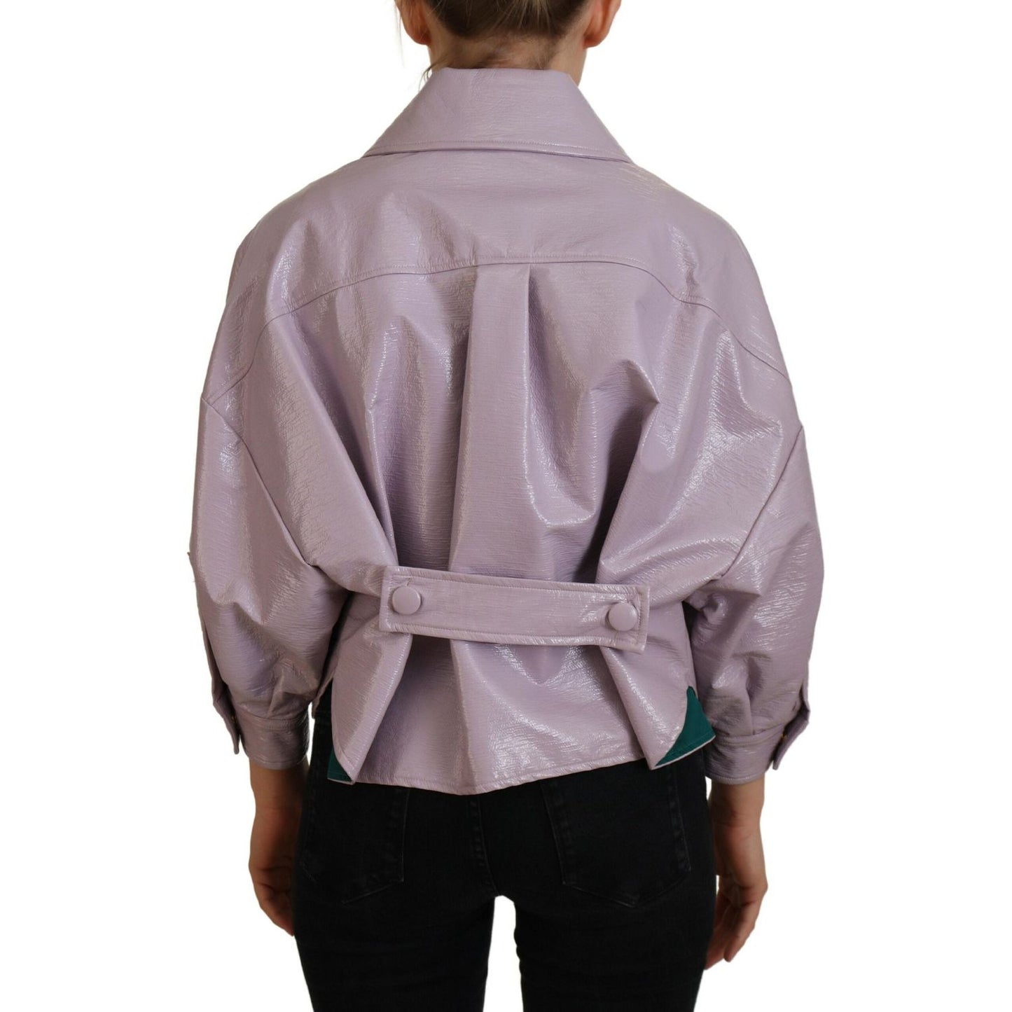 Dolce & Gabbana Purple Cotton Button Down Cropped Jacket