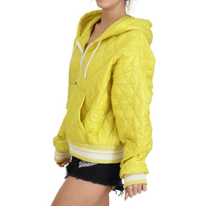 Dolce & Gabbana Yellow Nylon Quilted Hooded Pullover Jacket