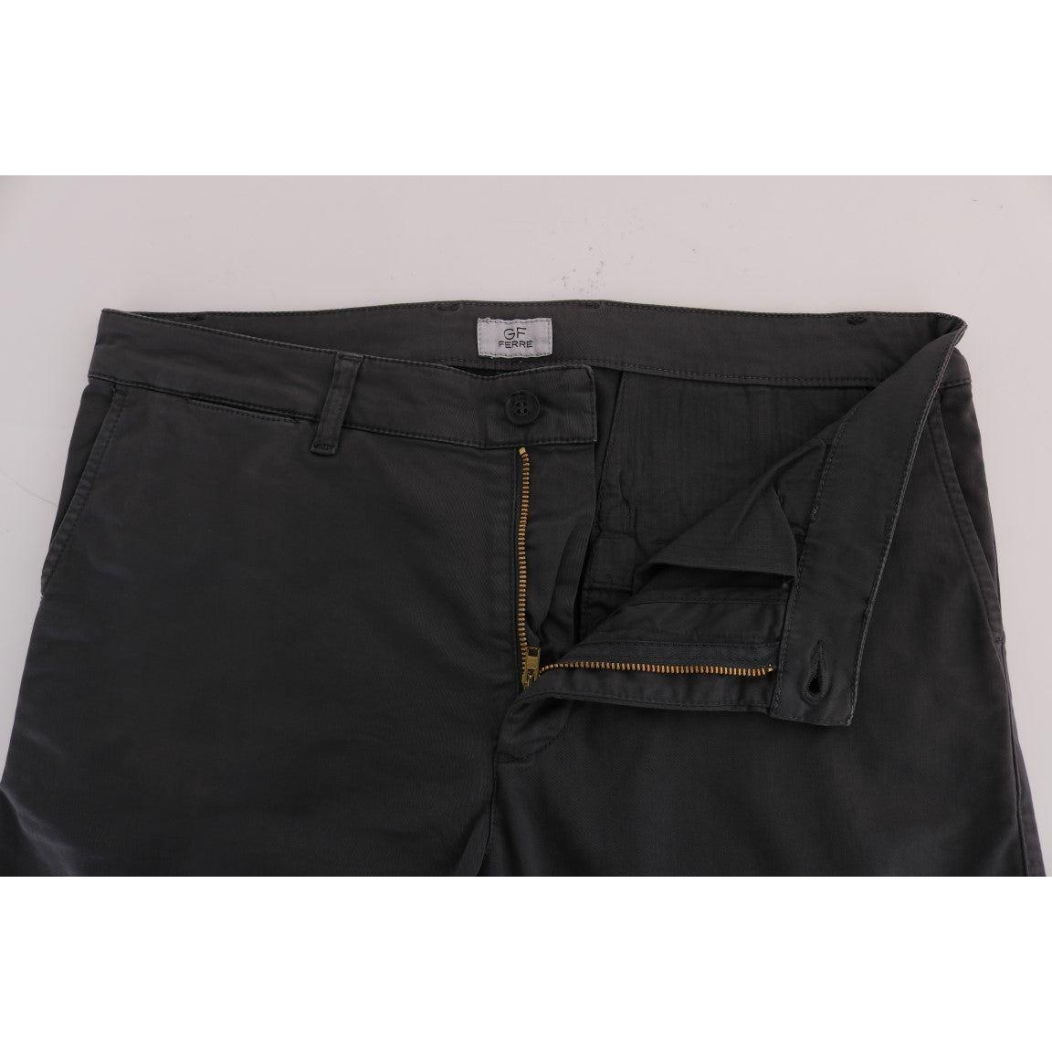 بنطلون GF Ferre الأنيق المصنوع من القطن باللون الرمادي