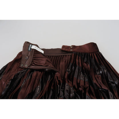 Dolce & Gabbana Brown Polyester High Waist A-line Maxi Skirt