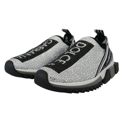 Dolce & Gabbana Silver Rhinestones Sorrento Sneakers Shoes