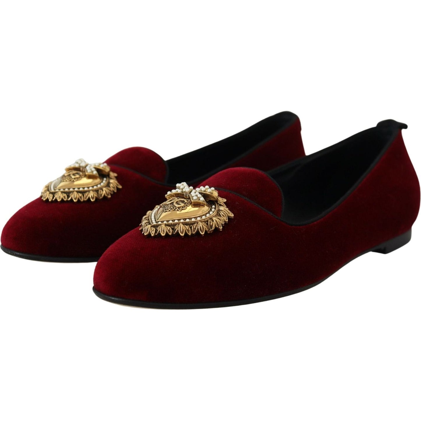 Dolce & Gabbana Bordeaux Velvet Slip-On Loafers Flats Shoes LA10202- 35.5