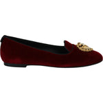 Dolce & Gabbana Bordeaux Velvet Slip-On Loafers Flats Shoes LA10202- 35.5
