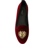 Dolce & Gabbana Bordeaux Velvet Slip-On Loafers Flats Shoes LA10202- 35.5