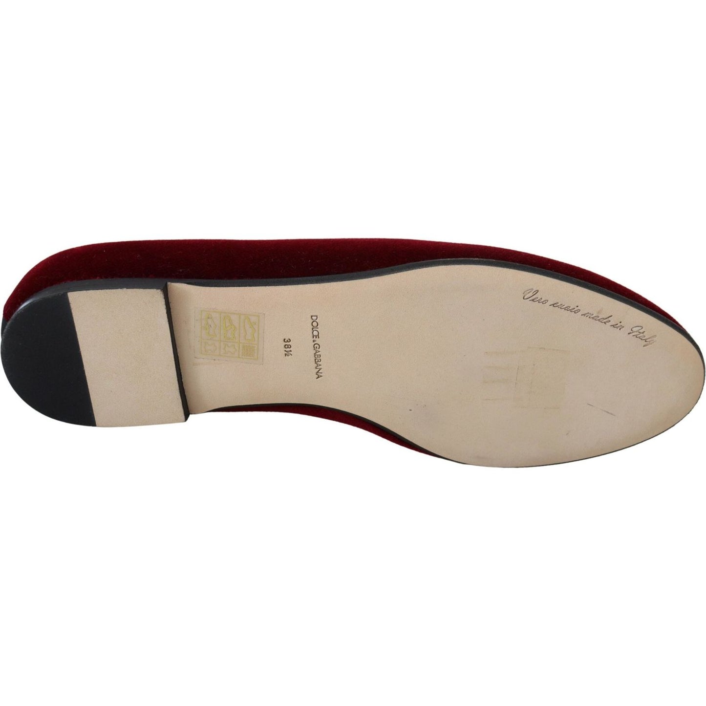 Dolce & Gabbana Bordeaux Velvet Slip-On Loafers Flats Shoes LA10202- 35.5