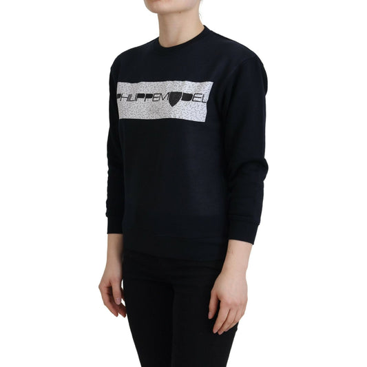 Philippe Model Chic Black Printed Cotton Sweater Philippe Model Dark Gray