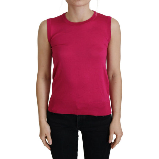 Dolce & Gabbana Chic Pink Silk Sleeveless Tank Top Vest Dolce & Gabbana Maroon