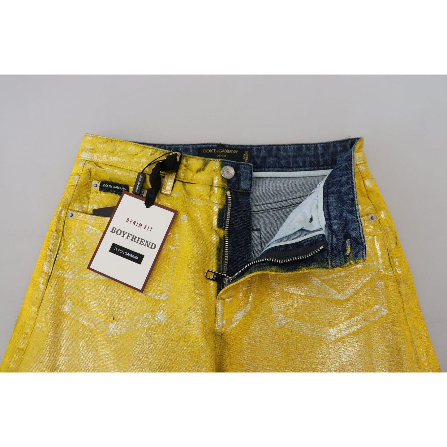 Dolce & Gabbana Yellow Leopard Cotton Straight Denim Jeans PAN74185- 40
