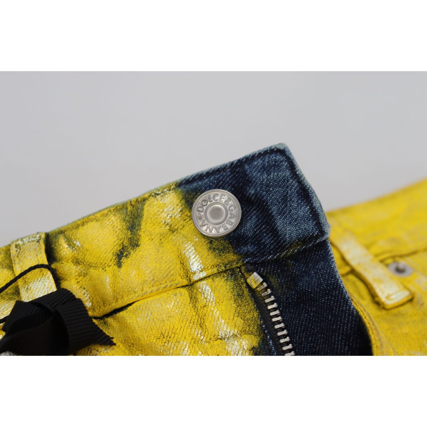 Dolce & Gabbana Yellow Leopard Cotton Straight Denim Jeans PAN74185- 40