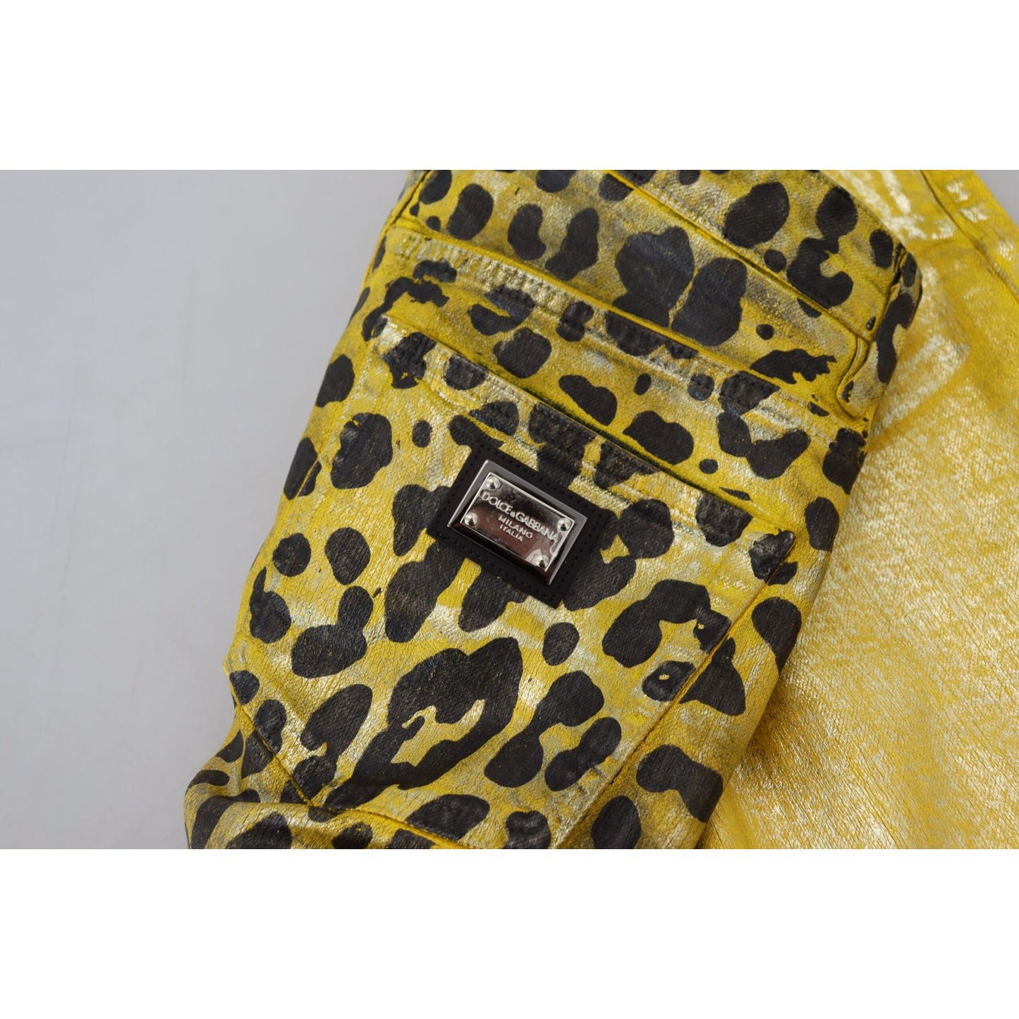 Dolce & Gabbana Yellow Leopard Cotton Straight Denim Jeans PAN74185- 40