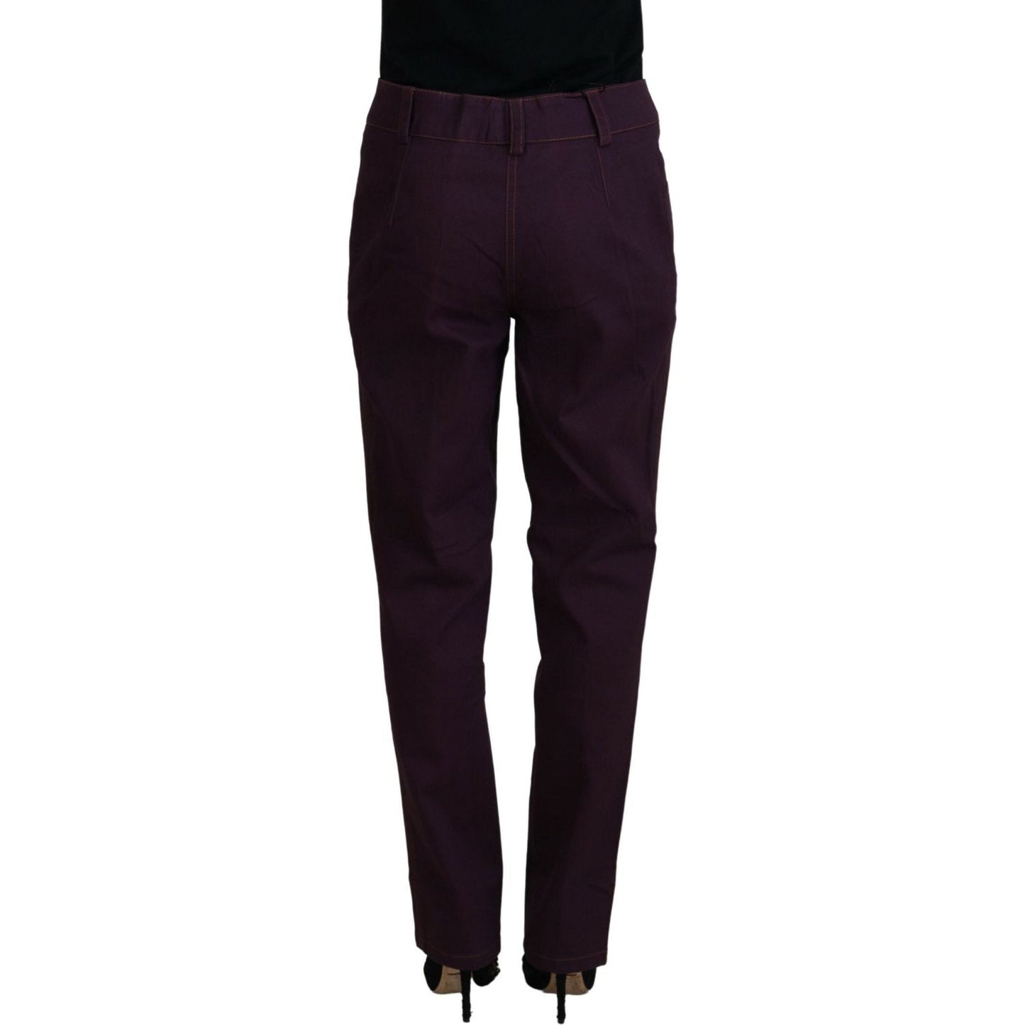 BENCIVENGA Purple Cotton Mid Waist Women Tapered Pants